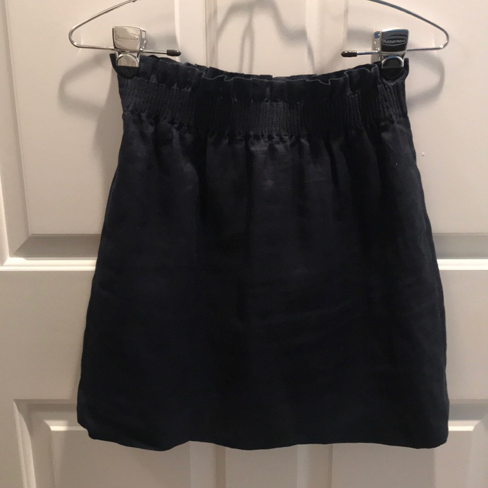 J. Crew Navy linen elastic waist skirt
